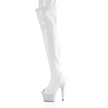 Bílé stehenní kozačky Pleaser BEJ3011-7/WHG/WRS | BEJEWELED-3011-7 Pleaser - z vnitřku