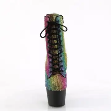 Duhové luxusní kotníčkové kozačky ADO1020RS/RBOWRS/B | ADORE-1020RS Pleaser - zepředu