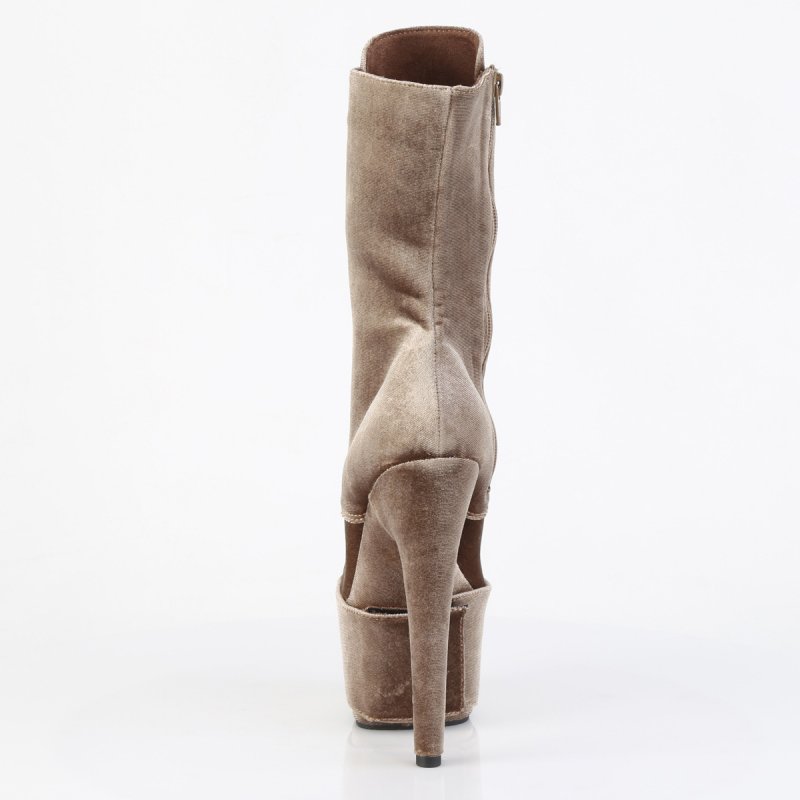 Khaki taneční kozačky ADO1045VEL/K/M | ADORE-1045VEL Pleaser - zezadu