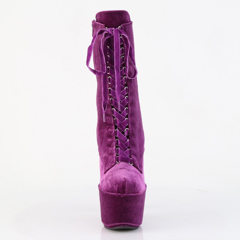 Purpurové taneční kozačky ADO1045VEL/PP/M | ADORE-1045VEL Pleaser - zepředu