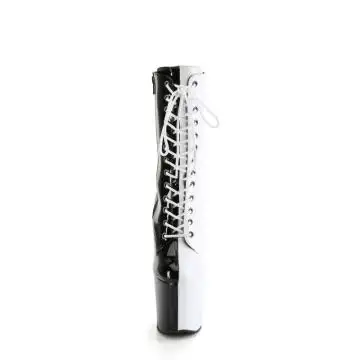 Černobílé kozačky bez podpatku CRAZE1040TT/B-W/M | CRAZE-1040TT Pleaser - zepředu