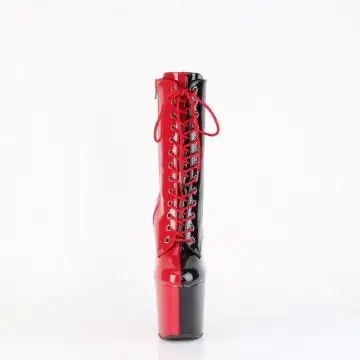Červeno-černé kozačky bez podpatku CRAZE1040TT/R-B/M | CRAZE-1040TT Pleaser - zepředu