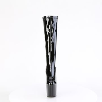 Černé kozačky pod kolena bez podpatku CRAZE2000/B/M | CRAZE-2000 Pleaser - zepředu