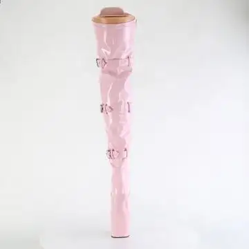 Růžové fetiš kozačky bez podpatku CRAZE3028/BP/M | CRAZE-3028 Pleaser - zezadu