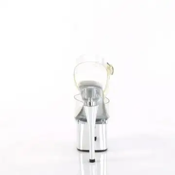 Stříbrné sexy sandály ESTM708/C/C-SCH | ESTEEM-708 Pleaser - zezadu