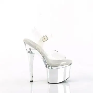 Stříbrné sexy sandály ESTM708/C/C-SCH | ESTEEM-708 Pleaser - z vnějšku