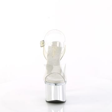 Stříbrné sexy sandály ESTM708/C/C-SCH | ESTEEM-708 Pleaser - zepředu