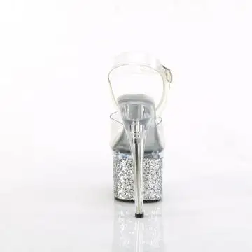 Stříbrné boty s třpytkami ESTM708LG/C/C-SG | ESTEEM-708LG Pleaser - zezadu