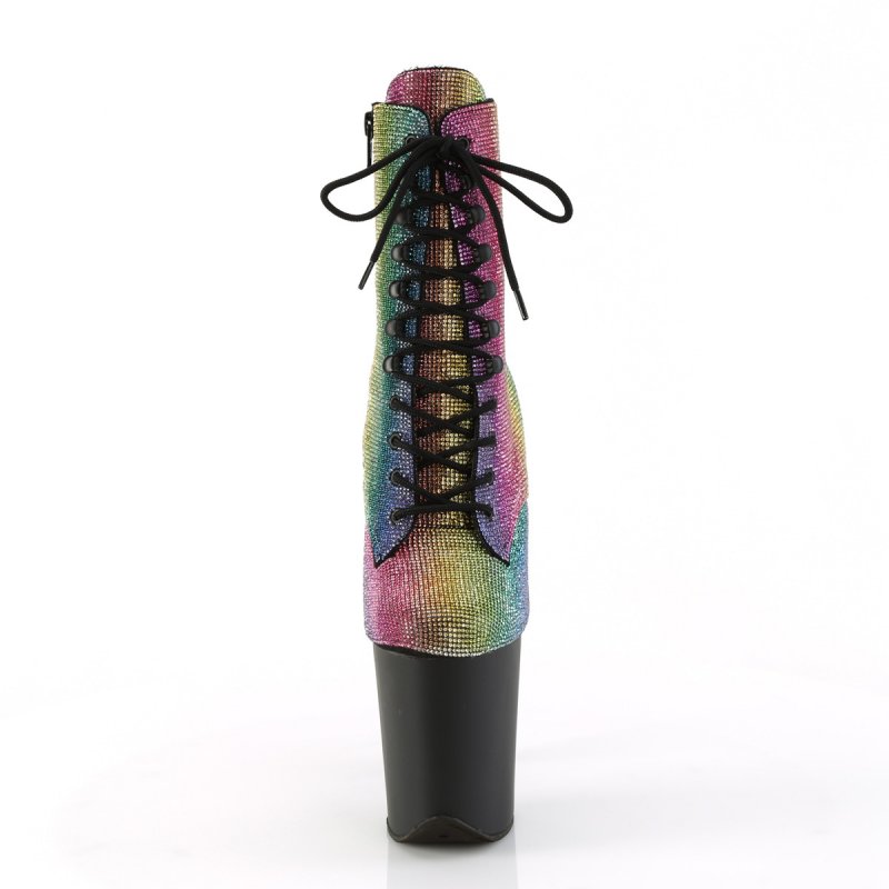 Duhové luxusní kozačky na striptýz FLAM1020RS/RBOWRS/B | FLAMINGO-1020RS Pleaser - zepředu