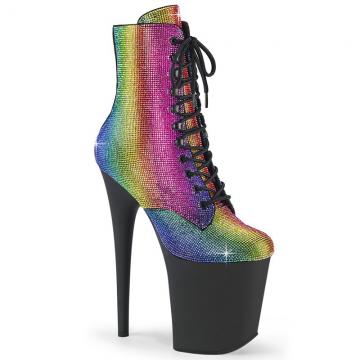 FLAMINGO-1020RS | Duhové luxusní kozačky na striptýz FLAM1020RS/RBOWRS/B Pleaser