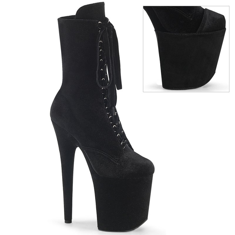 Černé kozačky Pleaser FLAM1045VEL/B/M | FLAMINGO-1045VEL Pleaser