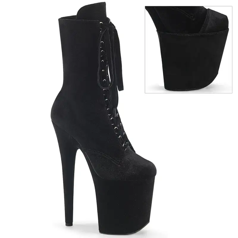 Černé kozačky Pleaser FLAM1045VEL/B/M