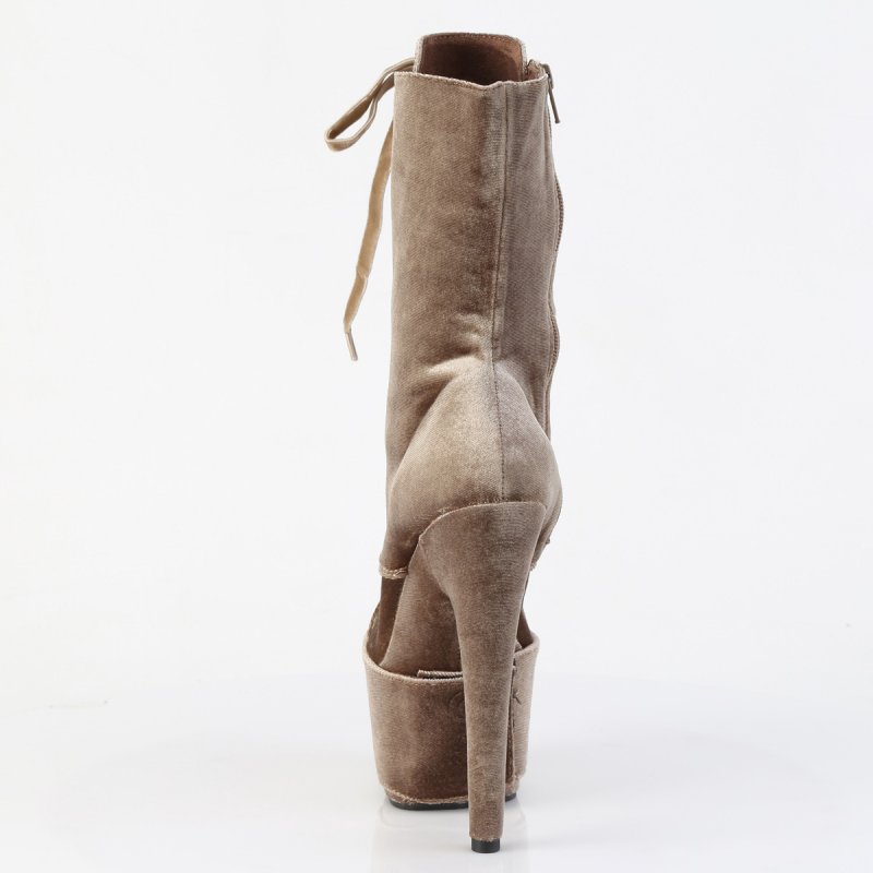 Khaki pole dance kozačky FLAM1045VEL/K/M | FLAMINGO-1045VEL Pleaser - zezadu