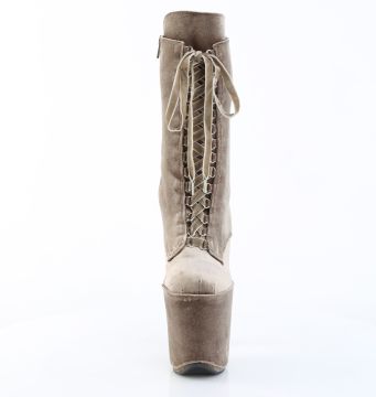 Khaki pole dance kozačky FLAM1045VEL/K/M | FLAMINGO-1045VEL Pleaser - zepředu Khaki pole dance kozačky FLAM1045VEL/K/M | FLAMINGO-1045VEL Pleaser - zepředu