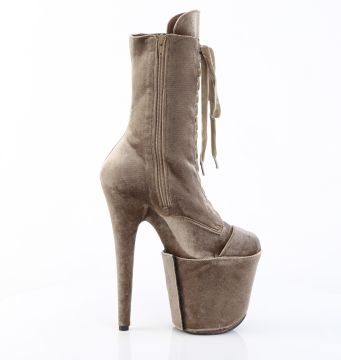 Khaki pole dance kozačky FLAM1045VEL/K/M | FLAMINGO-1045VEL Pleaser - z vnějšku