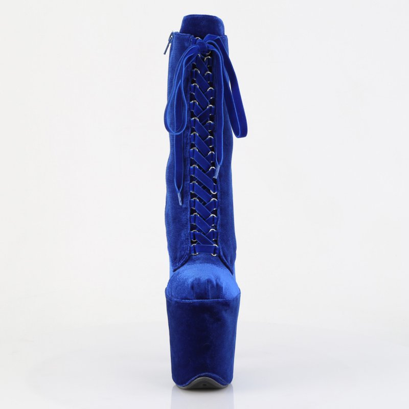 Modré pole dance kozačky FLAM1045VEL/NB/M | FLAMINGO-1045VEL Pleaser - zepředu