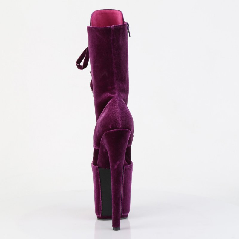 Purpurové pole dance kozačky FLAM1045VEL/PP/M | FLAMINGO-1045VEL Pleaser - zezadu