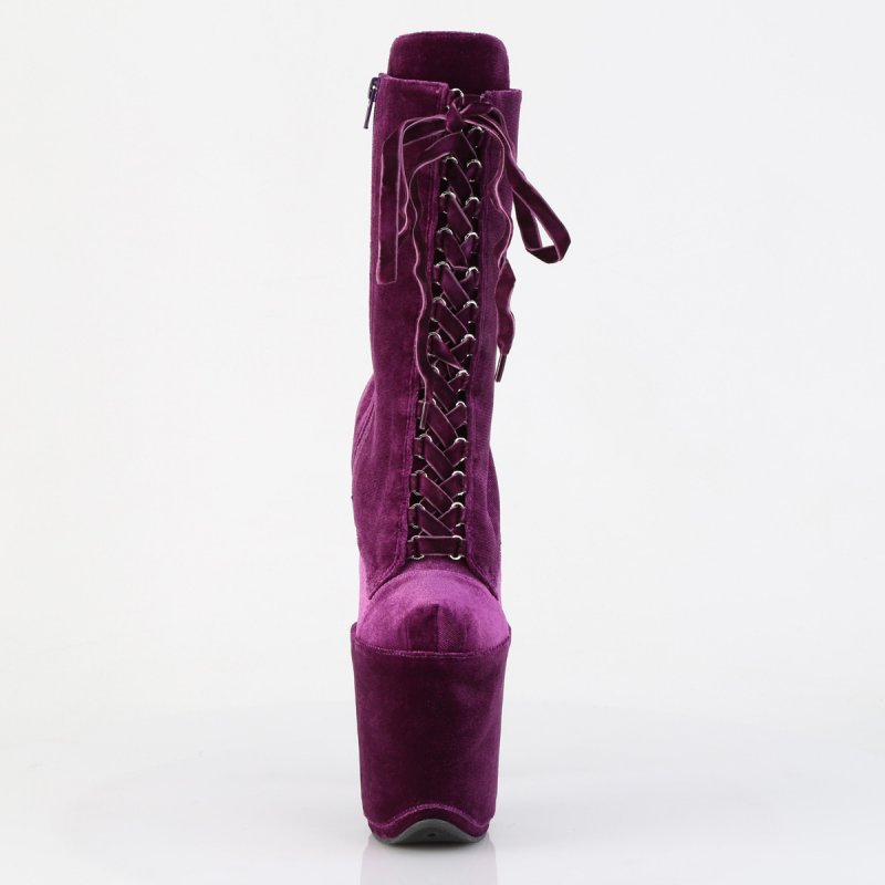 Purpurové pole dance kozačky FLAM1045VEL/PP/M | FLAMINGO-1045VEL Pleaser - zepředu
