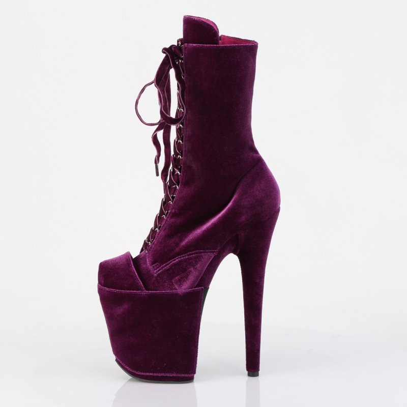 Purpurové pole dance kozačky FLAM1045VEL/PP/M | FLAMINGO-1045VEL Pleaser - z vnitřku