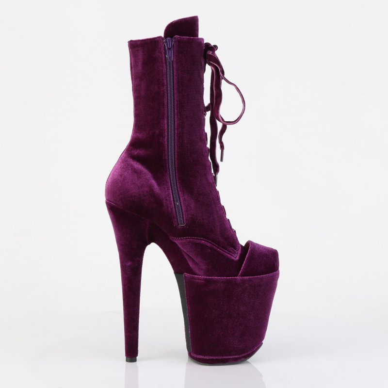 Purpurové pole dance kozačky FLAM1045VEL/PP/M | FLAMINGO-1045VEL Pleaser - z vnějšku