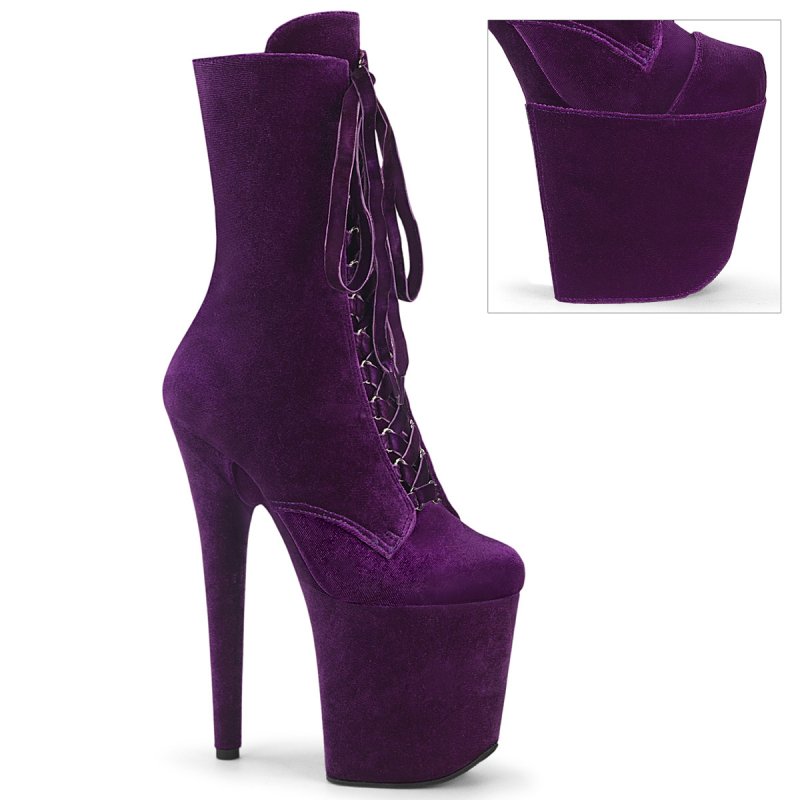 Purpurové pole dance kozačky FLAM1045VEL/PP/M | FLAMINGO-1045VEL Pleaser