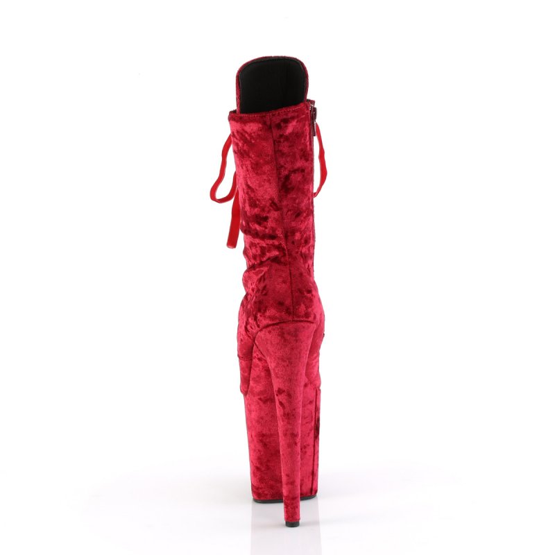 Červené pole dance kozačky FLAM1045VEL/R/M | FLAMINGO-1045VEL Pleaser - zezadu