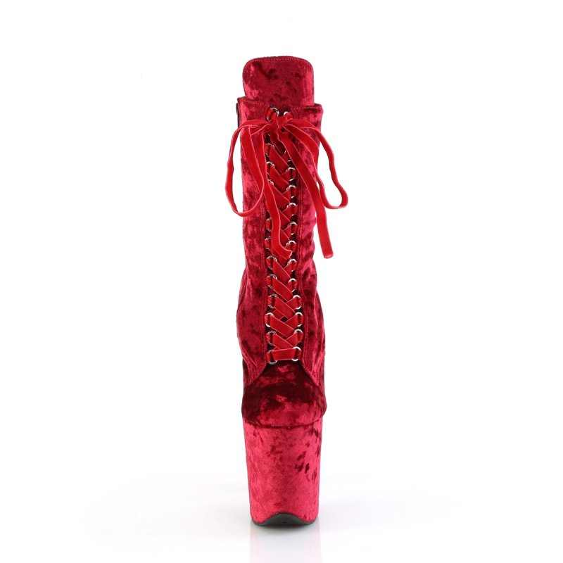 Červené pole dance kozačky FLAM1045VEL/R/M | FLAMINGO-1045VEL Pleaser - zepředu