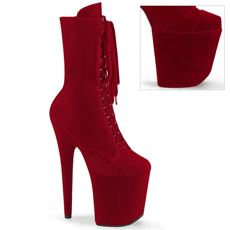 Červené pole dance kozačky FLAM1045VEL/R/M | FLAMINGO-1045VEL Pleaser