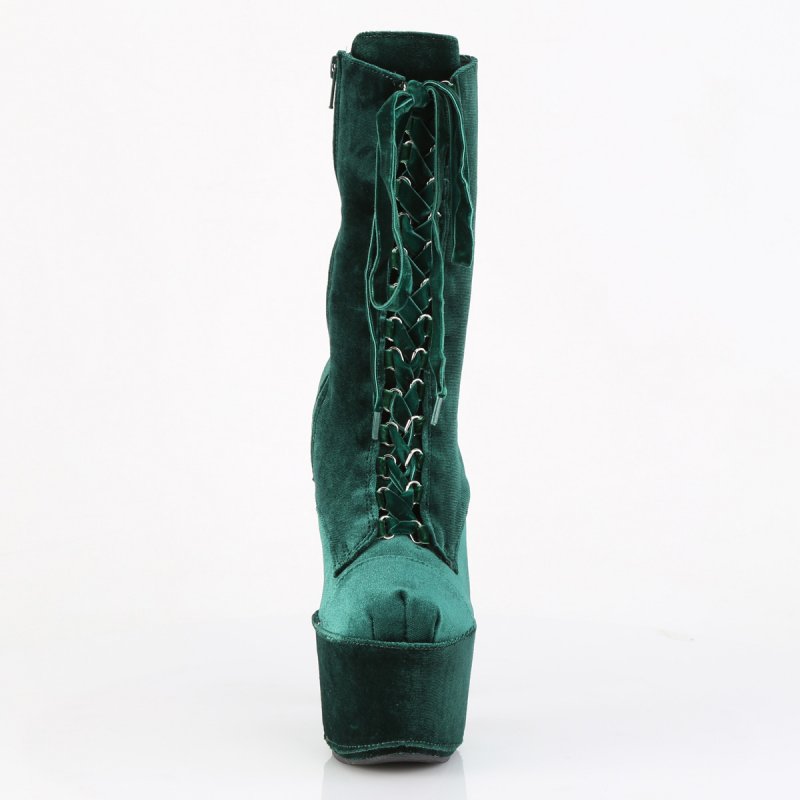Tmavě zelené taneční kozačky ADO1045VEL/EMGN/M | ADORE-1045VEL Pleaser - zepředu