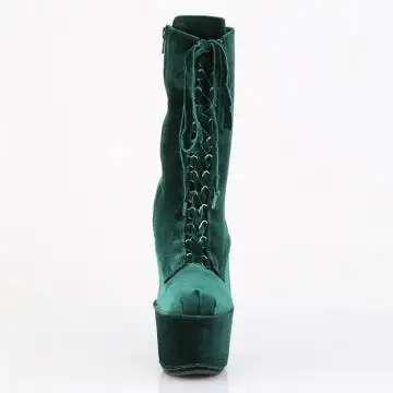 Tmavě zelené taneční kozačky ADO1045VEL/EMGN/M | ADORE-1045VEL Pleaser - zepředu