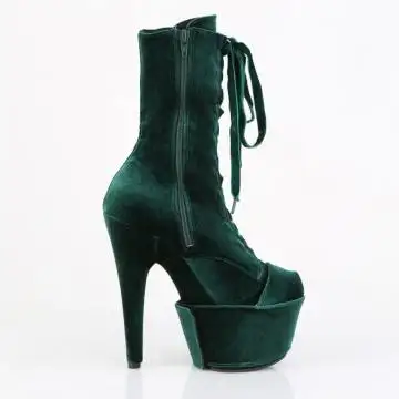 Tmavě zelené taneční kozačky ADO1045VEL/EMGN/M | ADORE-1045VEL Pleaser - z vnějšku