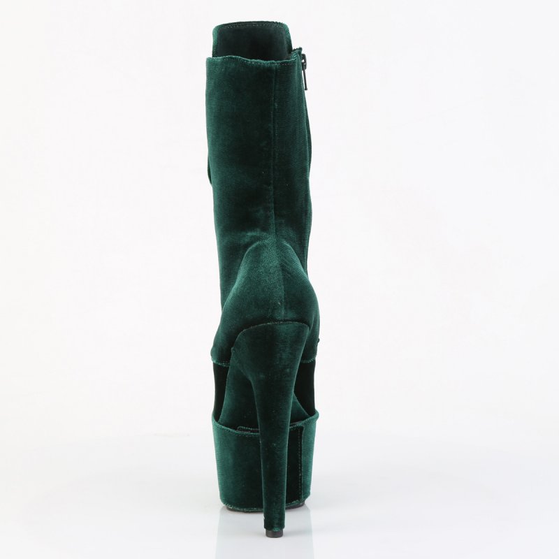 Tmavě zelené pole dance kozačky FLAM1045VEL/EMGN/M | FLAMINGO-1045VEL Pleaser - zezadu