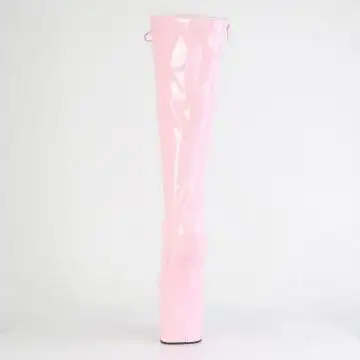 Růžové fetiš kozačky bez podpatku CRAZE2023/BP/M | CRAZE-2023 Pleaser - zezadu