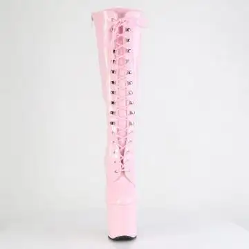 Růžové fetiš kozačky bez podpatku CRAZE2023/BP/M | CRAZE-2023 Pleaser - zepředu