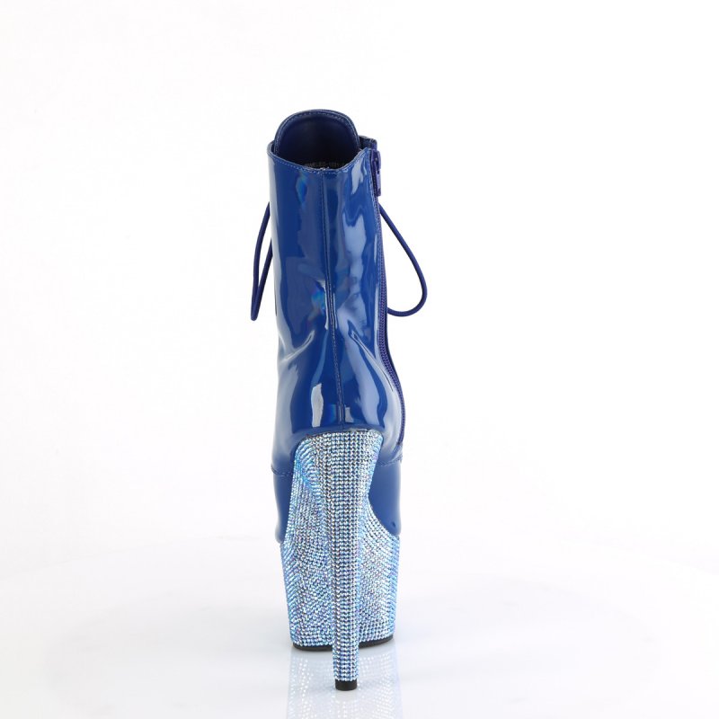 Modré luxusní kotníčkové kozačky BEJ1021-7/BLHG/BLRS | BEJEWELED-1021-7 Pleaser - zezadu