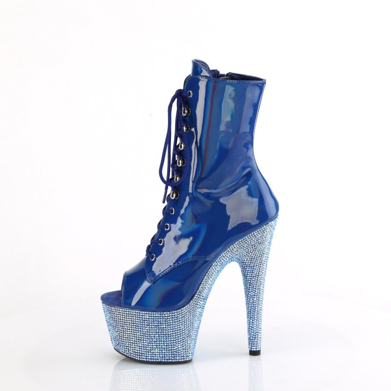 Modré luxusní kotníčkové kozačky BEJ1021-7/BLHG/BLRS | BEJEWELED-1021-7 Pleaser - z vnitřku