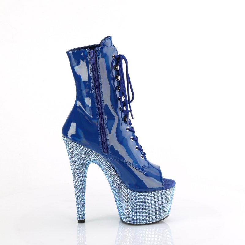 Modré luxusní kotníčkové kozačky BEJ1021-7/BLHG/BLRS | BEJEWELED-1021-7 Pleaser - z vnějšku