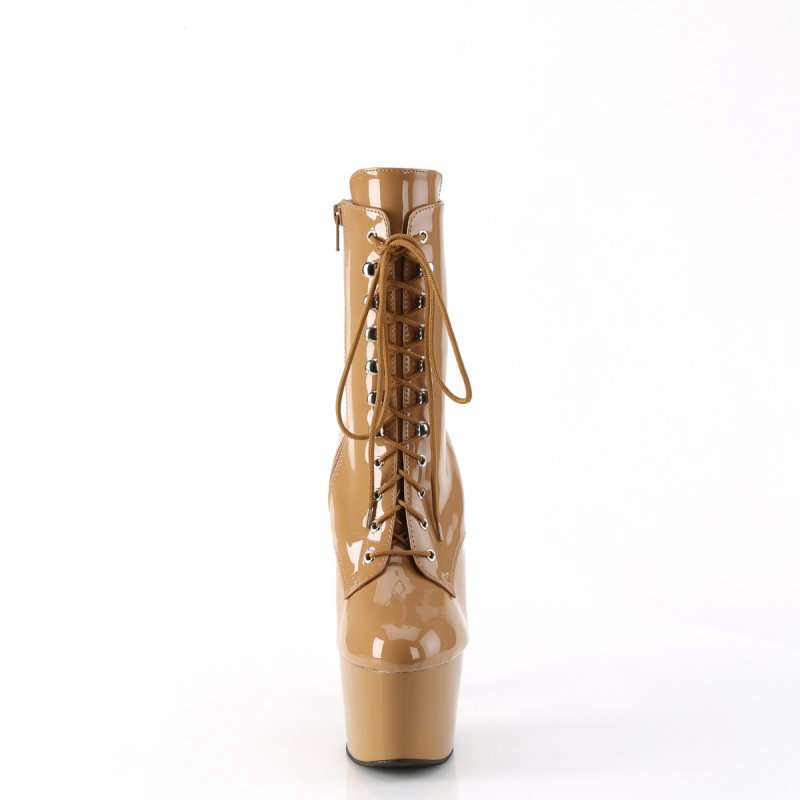 ADO1020/TF/M karamelové kotníčkové kozačky | ADORE-1020 Pleaser - zepředu