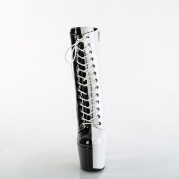 Bílo černé pole dance kozačky ADO1040TT/B-W/M | ADORE-1040TT Pleaser - zepředu