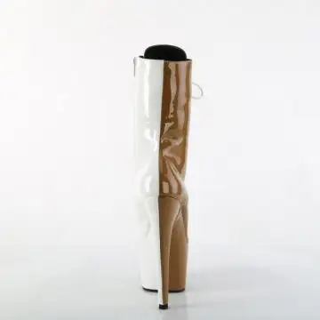 Hnědo bílé pole dance kozačky ADO1040TT/TP-W/M | ADORE-1040TT Pleaser - zezadu
