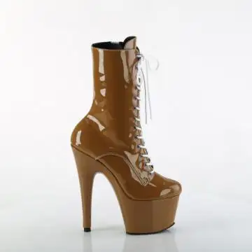 Hnědo bílé pole dance kozačky ADO1040TT/TP-W/M | ADORE-1040TT Pleaser - z vnějšku