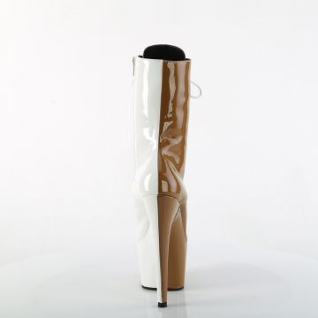 Hnědo bílé pole dance kozačky ADO1040TT/TP-W/M | ADORE-1040TT Pleaser - zezadu Hnědo bílé pole dance kozačky ADO1040TT/TP-W/M | ADORE-1040TT Pleaser - zezadu