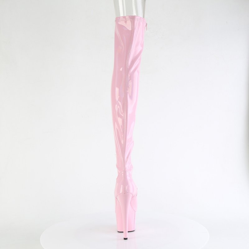 Růžové stehenní kozačky na podpatku ADO3011HWR/BPHG/M | ADORE-3011HWR Pleaser - zezadu