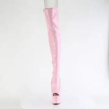 Růžové stehenní kozačky na podpatku ADO3011HWR/BPHG/M | ADORE-3011HWR Pleaser - zepředu