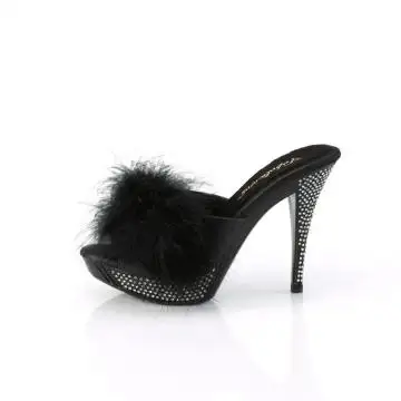 Černé pantofle s chmýřím ELEG401F/BPU/M | ELEGANT-401F Fabulicious - z vnitřku