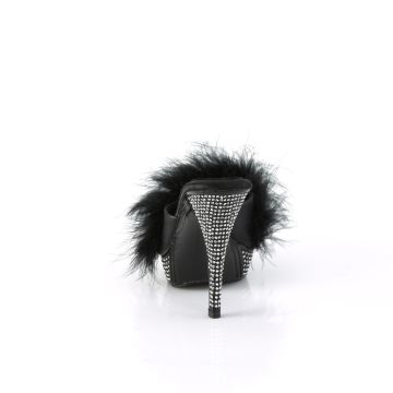 Černé pantofle s chmýřím ELEG401F/BPU/M | ELEGANT-401F Fabulicious - zezadu Černé pantofle s chmýřím ELEG401F/BPU/M | ELEGANT-401F Fabulicious - zezadu