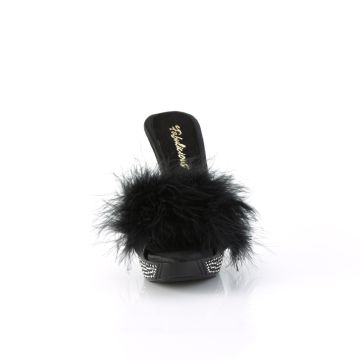 Černé pantofle s chmýřím ELEG401F/BPU/M | ELEGANT-401F Fabulicious - zepředu Černé pantofle s chmýřím ELEG401F/BPU/M | ELEGANT-401F Fabulicious - zepředu