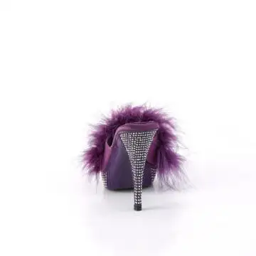 Fialové pantofle s chmýřím ELEG401F/PPPU/M | ELEGANT-401F Fabulicious - zezadu