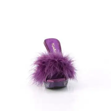 Fialové pantofle s chmýřím ELEG401F/PPPU/M | ELEGANT-401F Fabulicious - zepředu