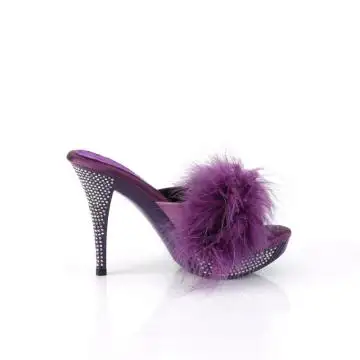 Fialové pantofle s chmýřím ELEG401F/PPPU/M | ELEGANT-401F Fabulicious - z vnějšku